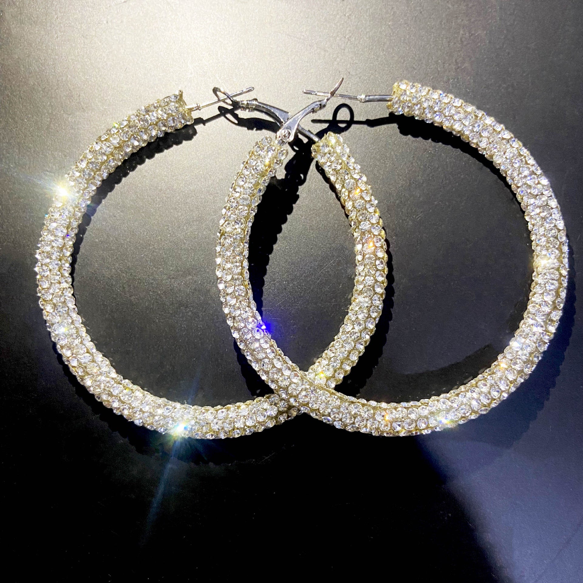Wholesale Full Diamond Large Circles Alloy Earrings